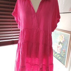 Umgee Fuchsia V-Neck Dress